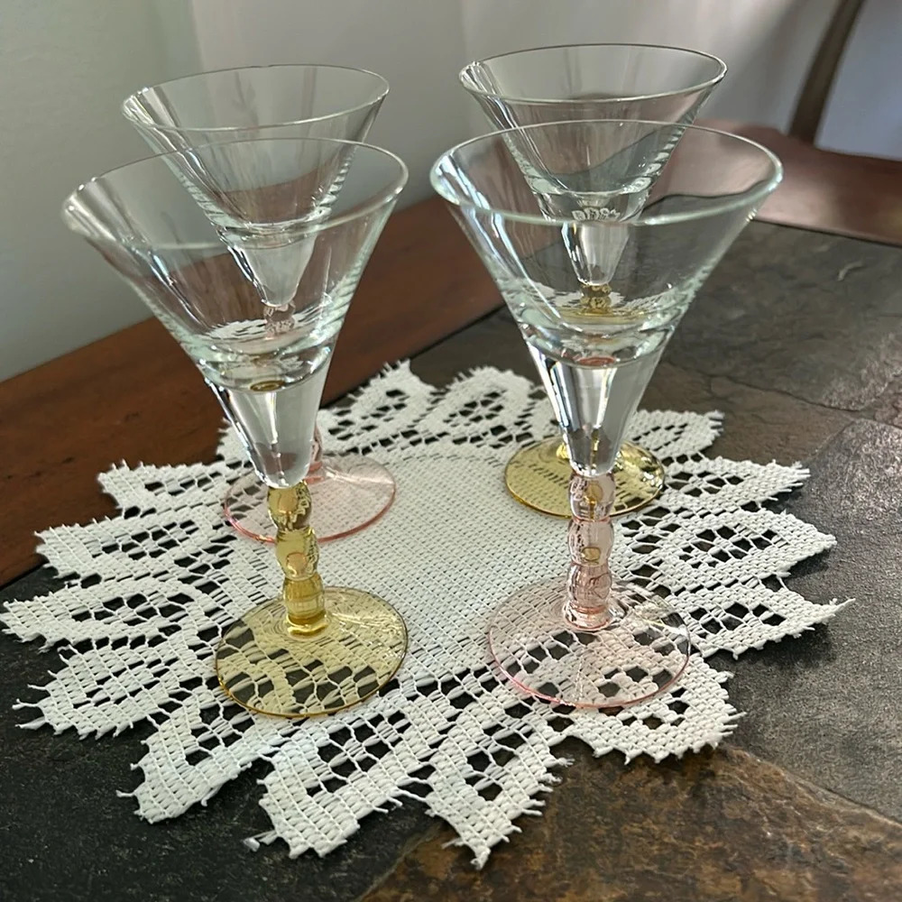 🔥🔥4 vintage cocktail miniatures  glass 1 oz